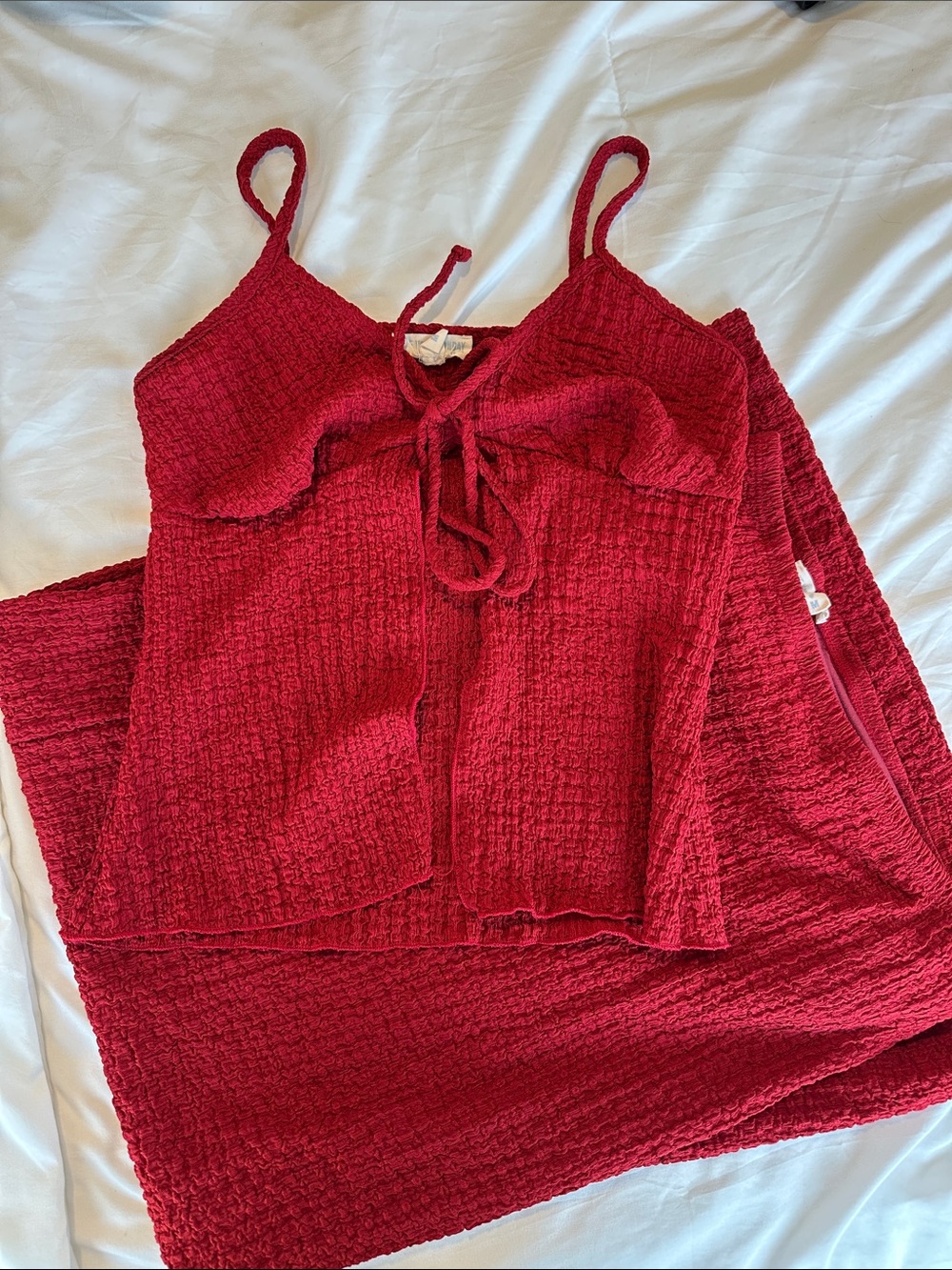 Women’s Red Textured Set - Tank & Skirt